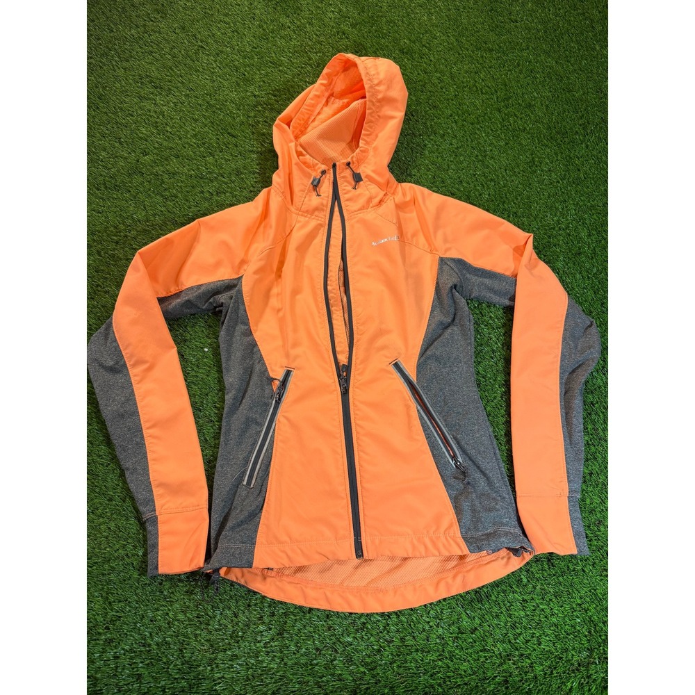Avalanche Women's Orange Gray Hooded Lightweight Athletic Jacket Full Zip Small
